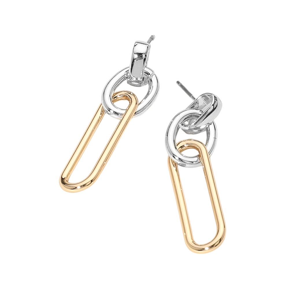 Elegant Two-Tone Chain Link Earrings